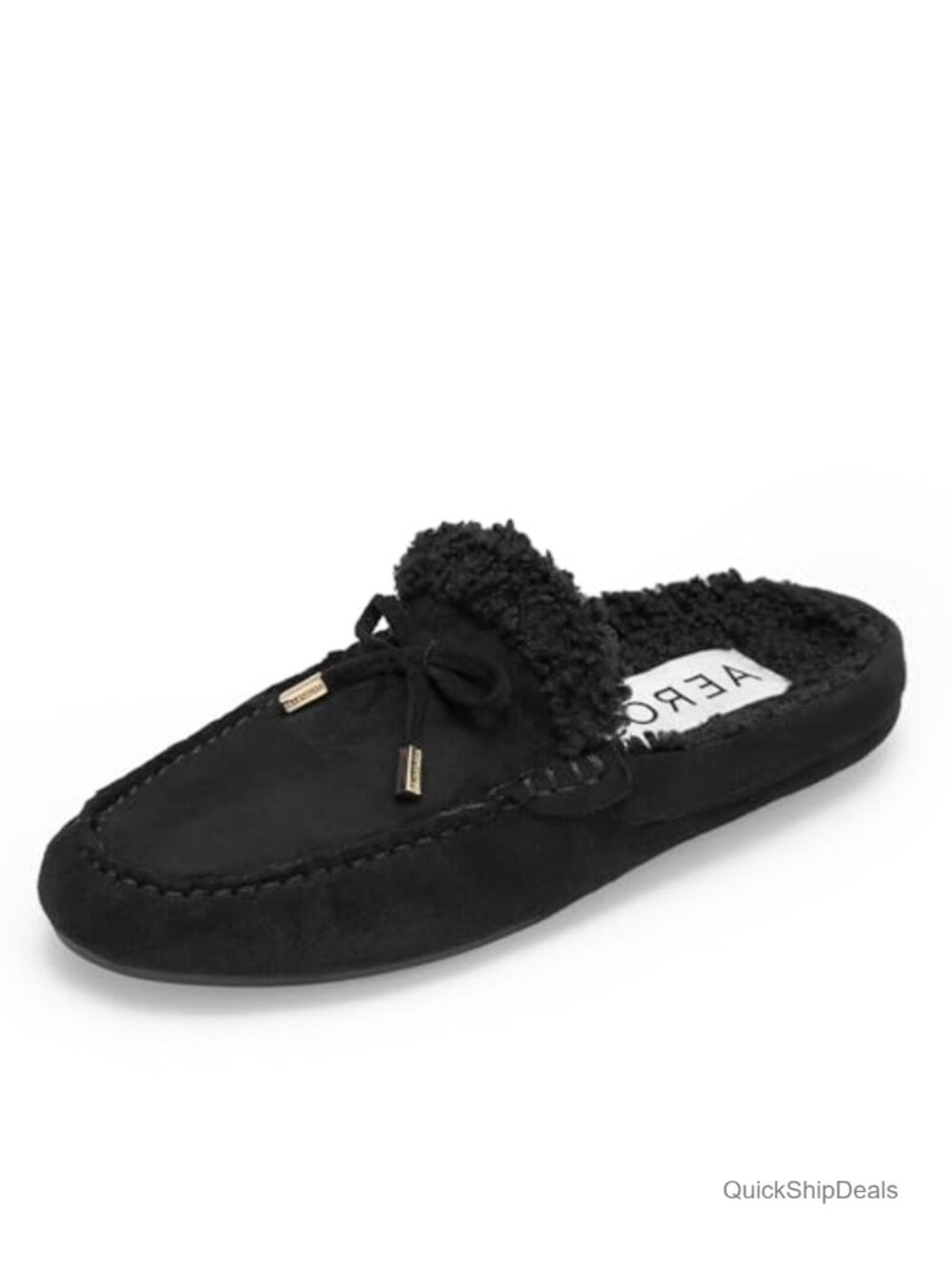 Faux Suede Mules with Faux Shearling Lining Slip-On Walking Shoes